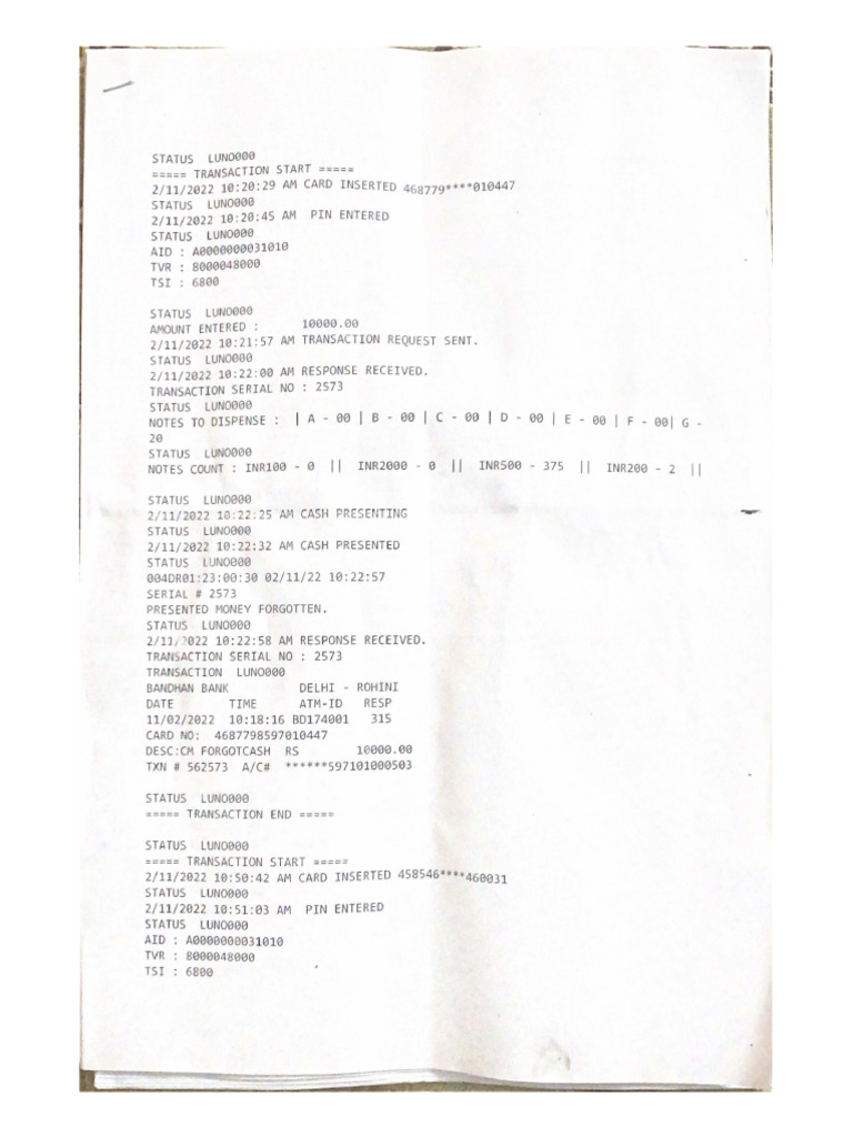 Atm Logs | PDF