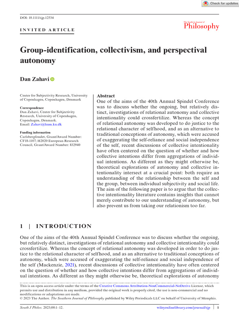 Group Identification Collectivism and Pe | PDF | Identity (Social ...