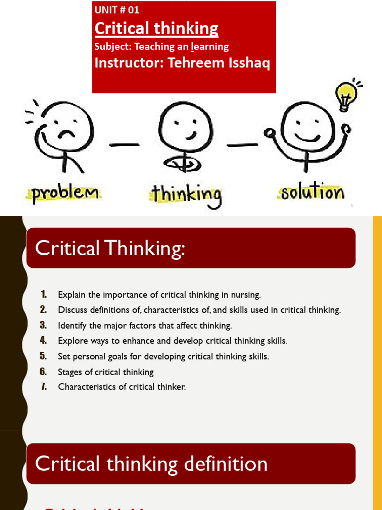 Critical Thinking - 3rd Yr Nursing Students | PDF | Critical Thinking ...