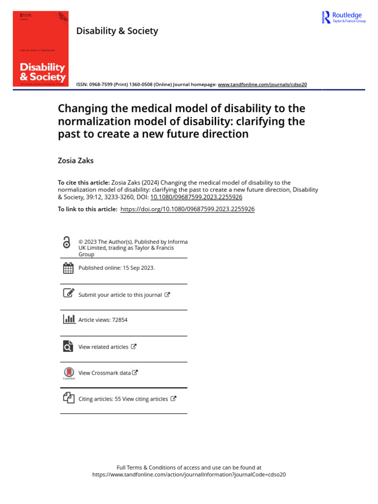 Changing The Medical Model of Disability To The Normalization Model of ...