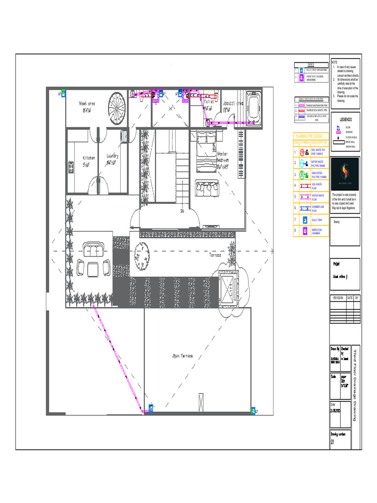 Drainage Layout Plan - Terrace | PDF | Plumbing | Storm Drain