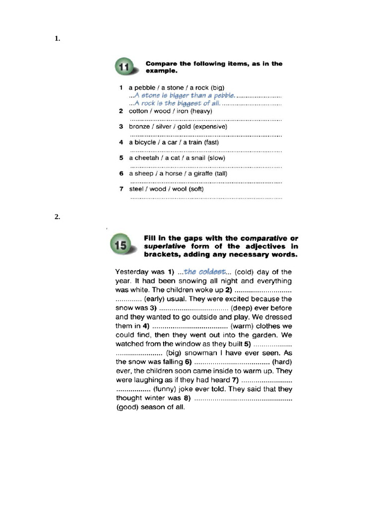 Comparatives Homework | PDF
