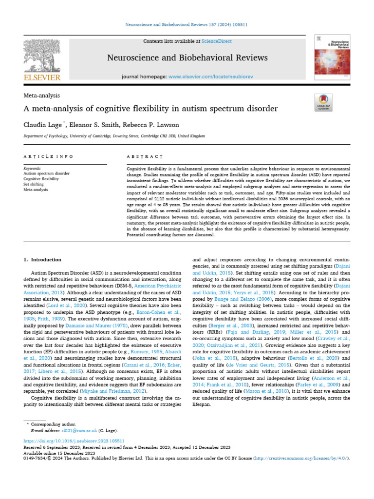 A Meta-Analysis of Cognitive Flexibility in Autism Spectrum Disorder ...