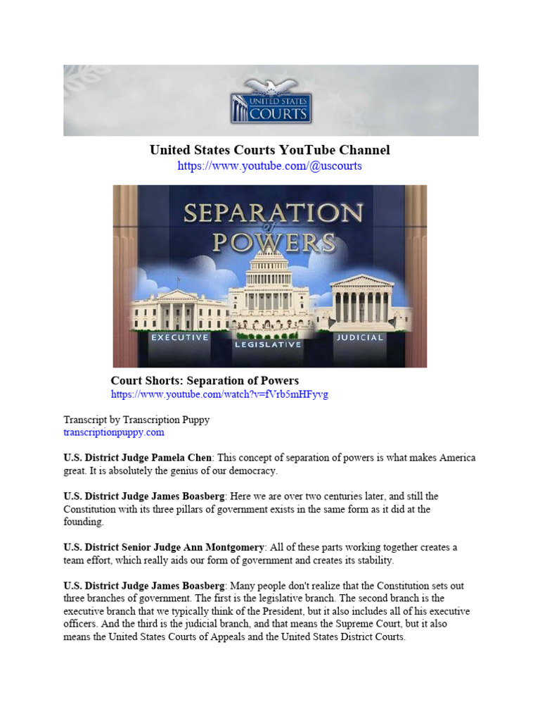 Court Shorts Separation of Powers | PDF | American Government | United ...