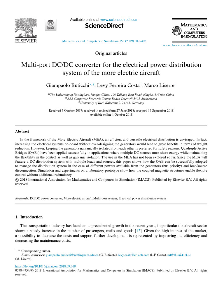 Multi-Port DC-DC Converter For The Electrical Power Distribution System ...