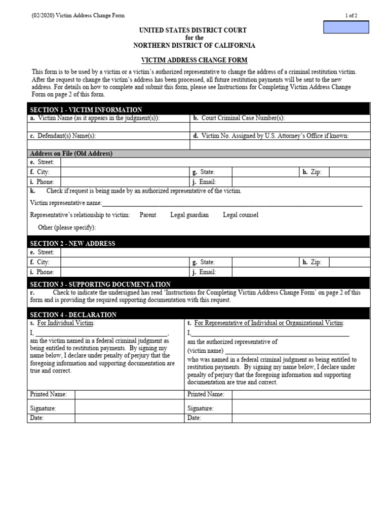 Usdc Change of Address Form | PDF