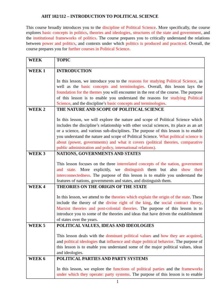 AHT & 102 Notes | PDF | Science | Political Science