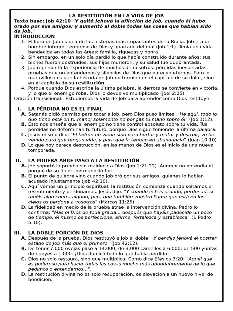La Restitución en La Vida de Job | PDF | Libro de trabajo | Dios