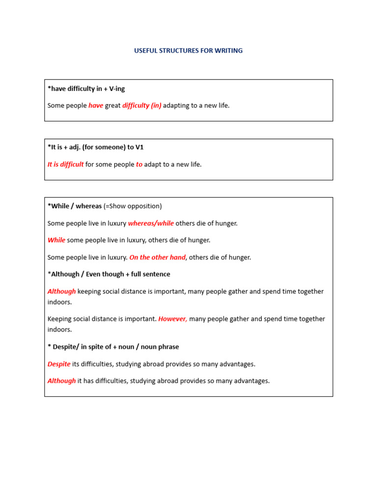 307-Useful Structures For Writing | PDF