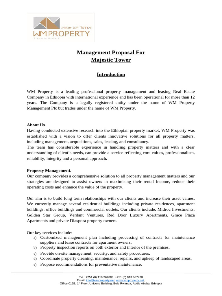 BLDG Management Proposal | PDF | Property Management | Landlord