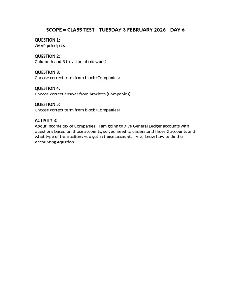 Scope Class Test | PDF