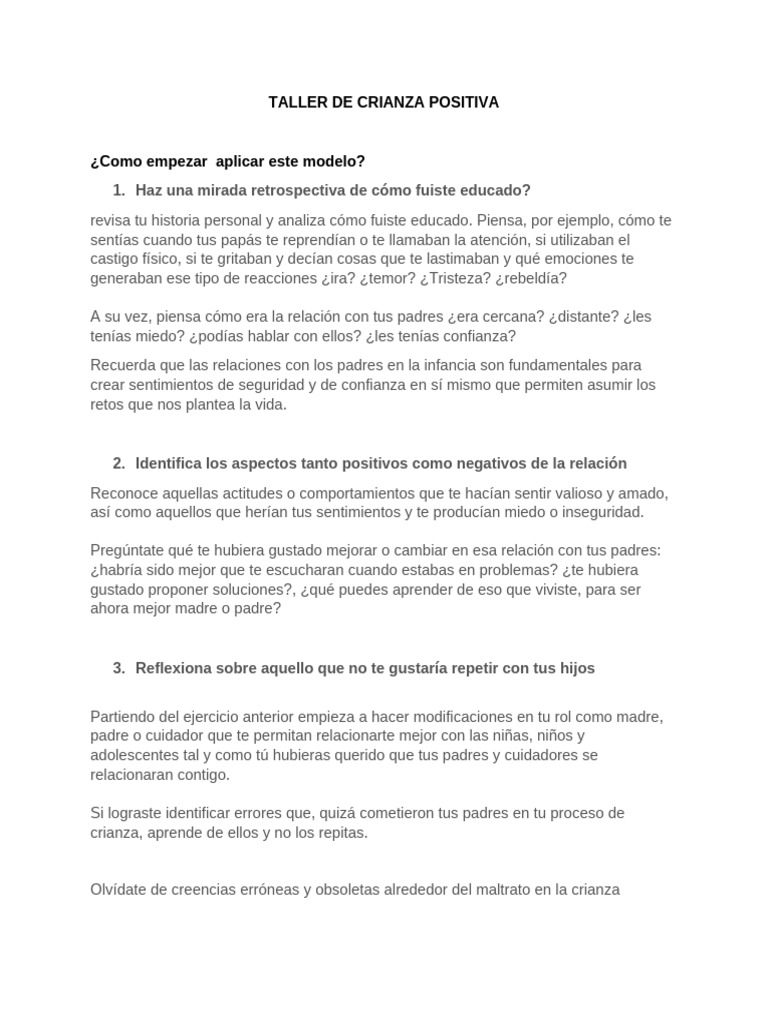 Talle de Crianza Positiva | PDF | Las emociones | Temor