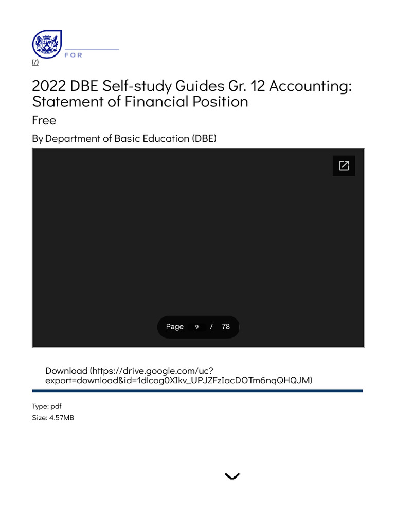 2022 DBE Self-Study Guides Gr. 12 Accounting - Statement of Financial ...