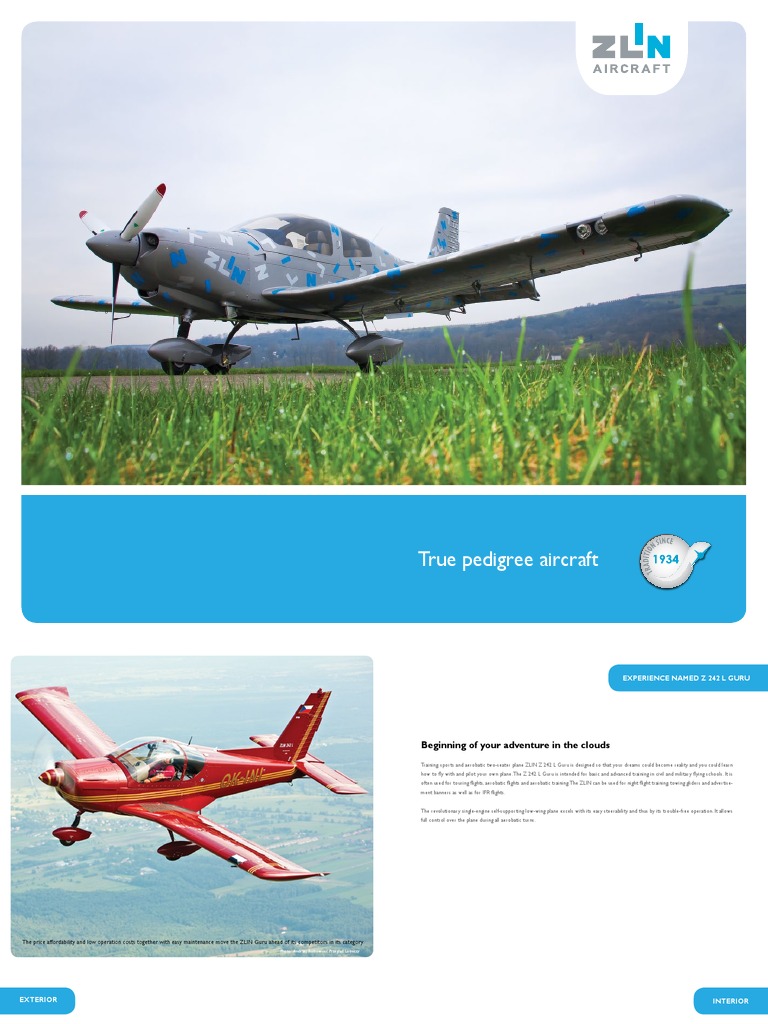 ZLIN Z 242 L Guru and Z 143 LSi Overview | PDF | Airplane | Takeoff
