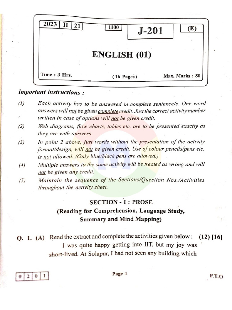 HSC Board FEB. 2023 English Activity Sheet. | PDF