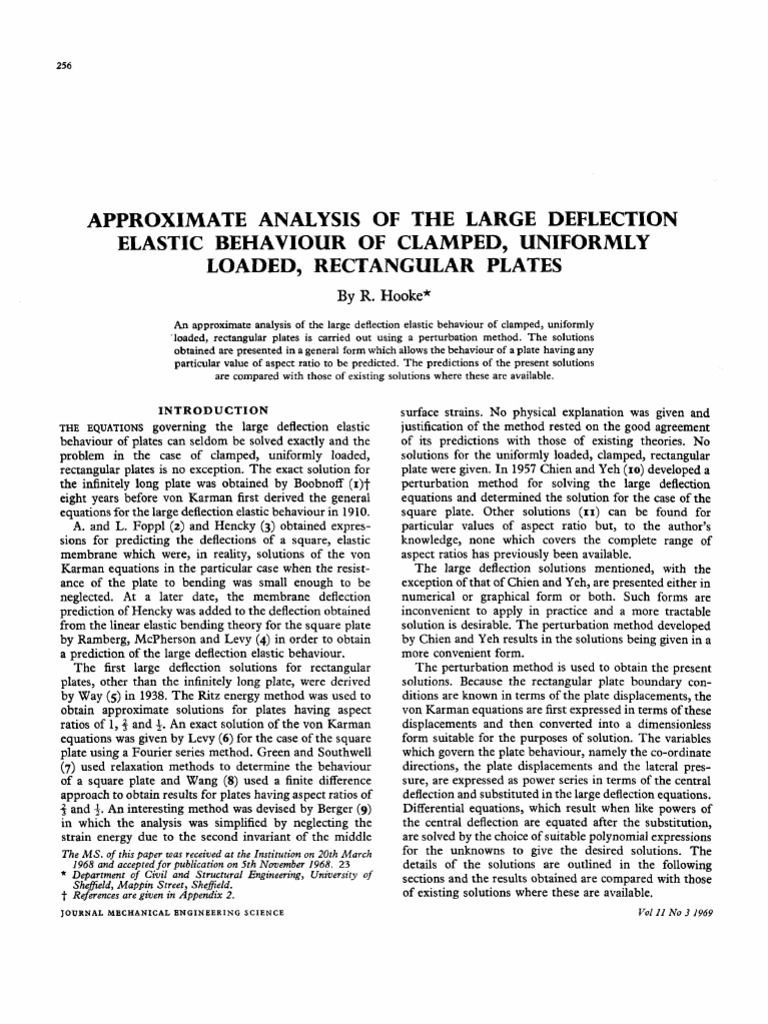 Clamped Elastic Membrane Deflection Analysis | PDF | Bending | Yield ...