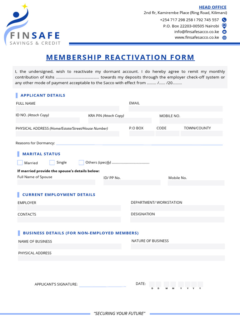 Member Reactivation Form | PDF