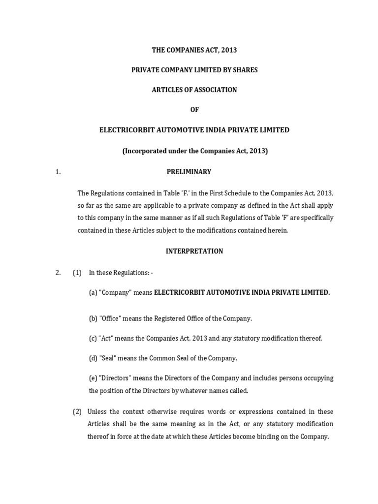 SPICE + Part B - Articles of Association - 29!06!2023 | PDF | Board Of ...