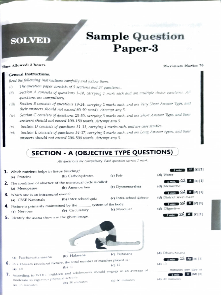 Sample Paper 3 Class XII | PDF