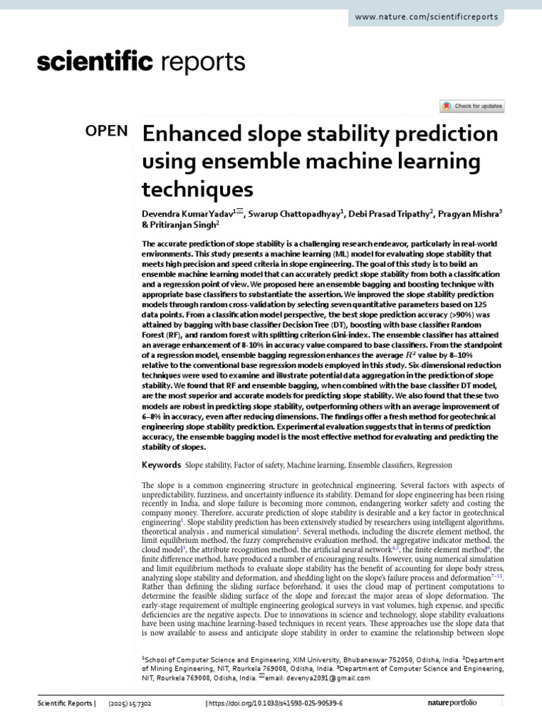 Enhanced Slope Stability Prediction | PDF | Machine Learning | Support ...