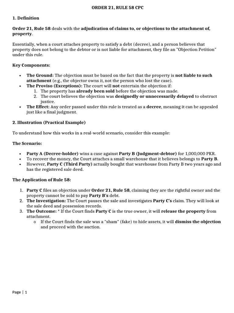 Order 21, Rule 58-1 | PDF | Power Of Attorney | Property