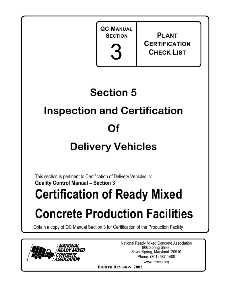 NRMCA Truck Certification Truck Concrete