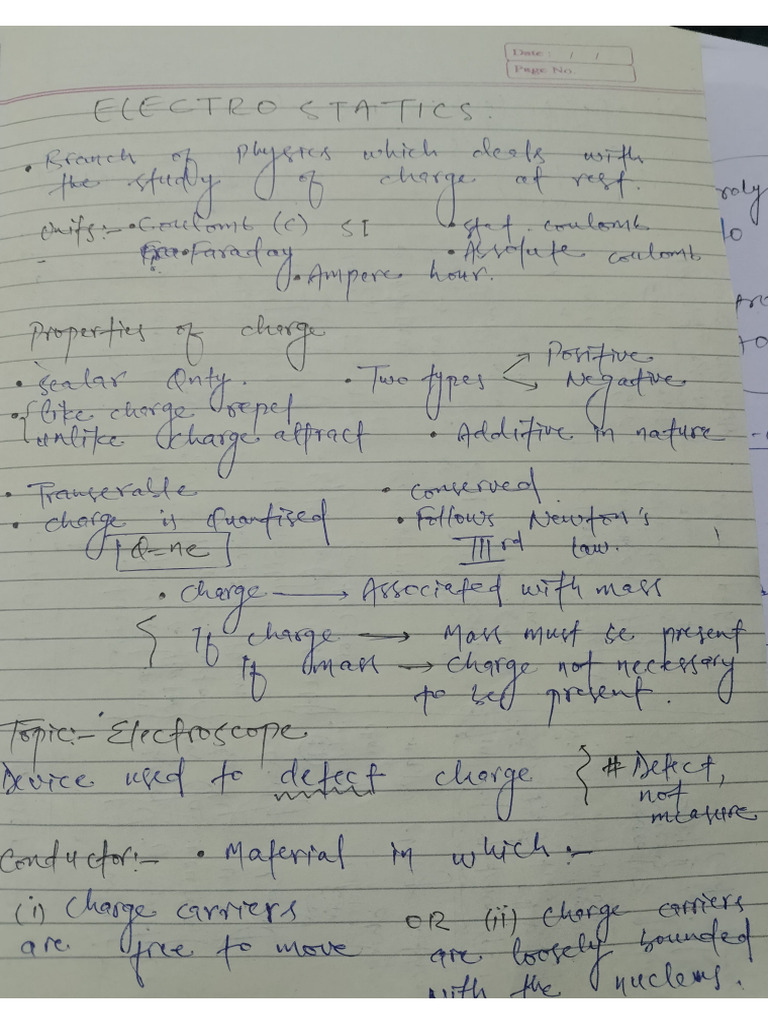 Electrostatics Crisp Notes | PDF