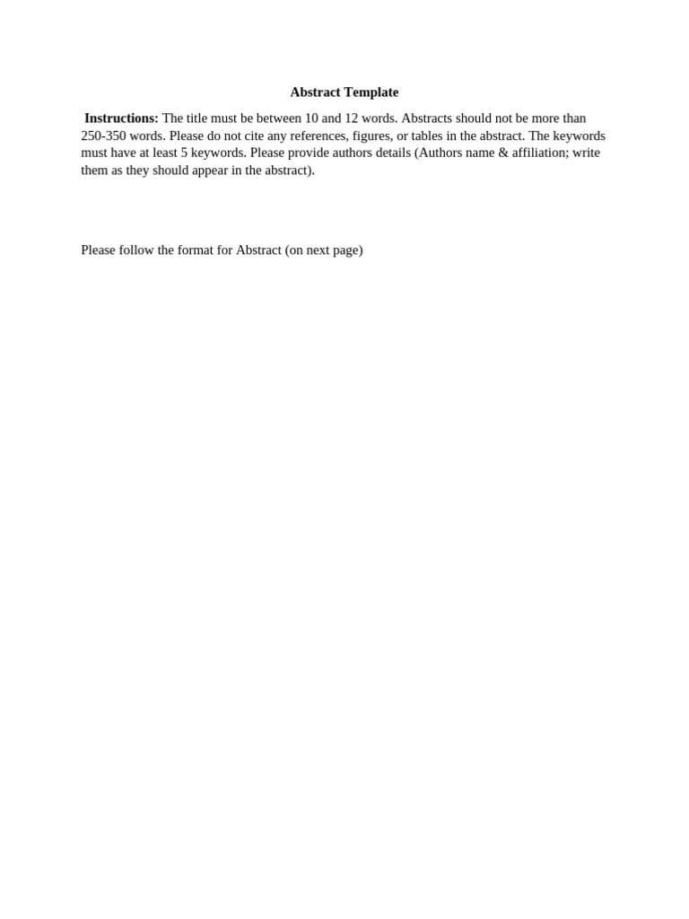 Abstract Template For Both Conferences | PDF