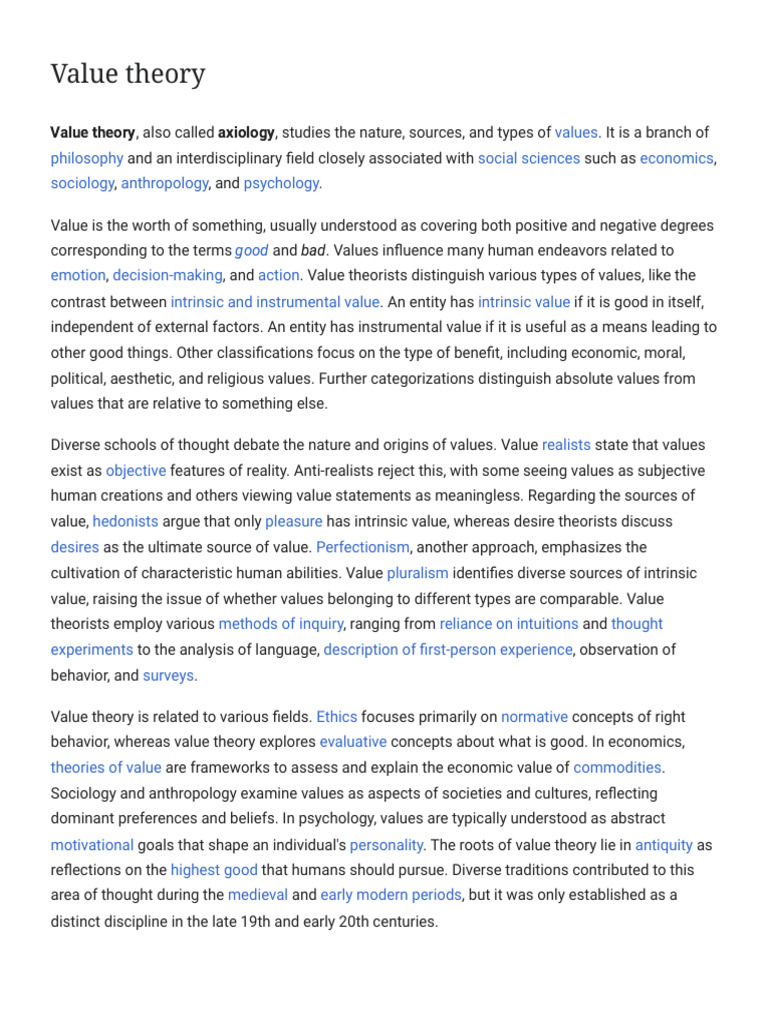 Value Theory - Wikipedia | PDF | Hedonism | Pleasure