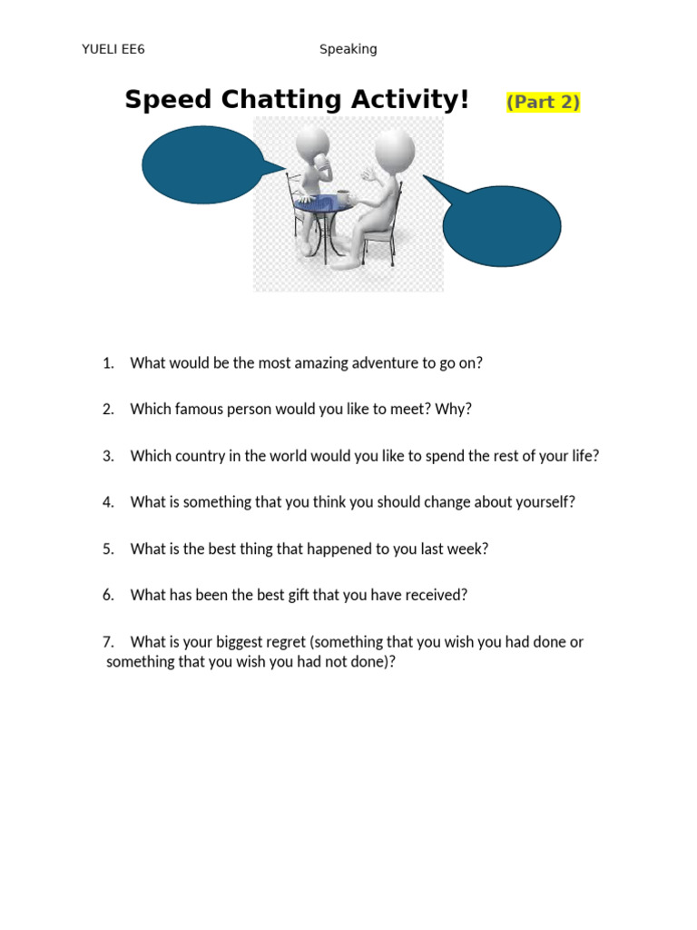 Activity Speed Chatting - Part 2 | PDF