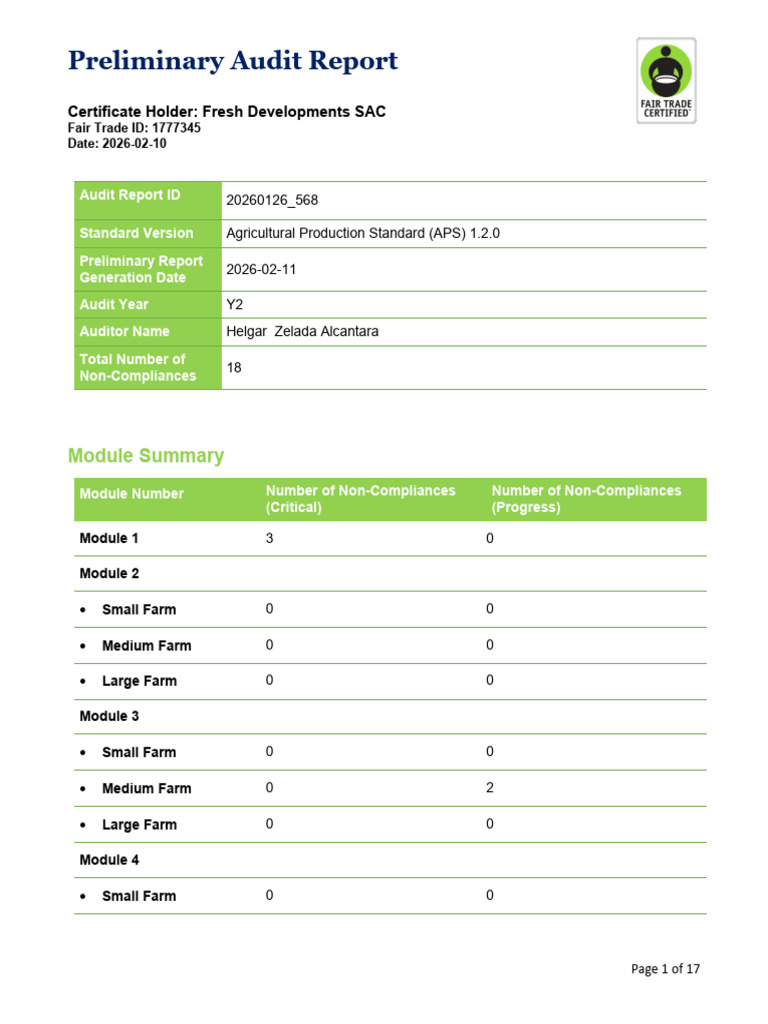 Fresh Developments SAC - APS Preliminary Audit Report - 20260126 - 568 ...