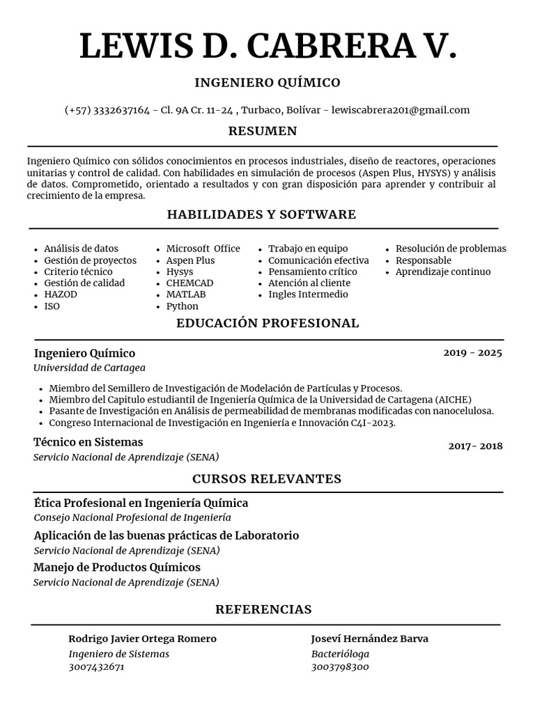 Cv Lewis Cabrera V | PDF