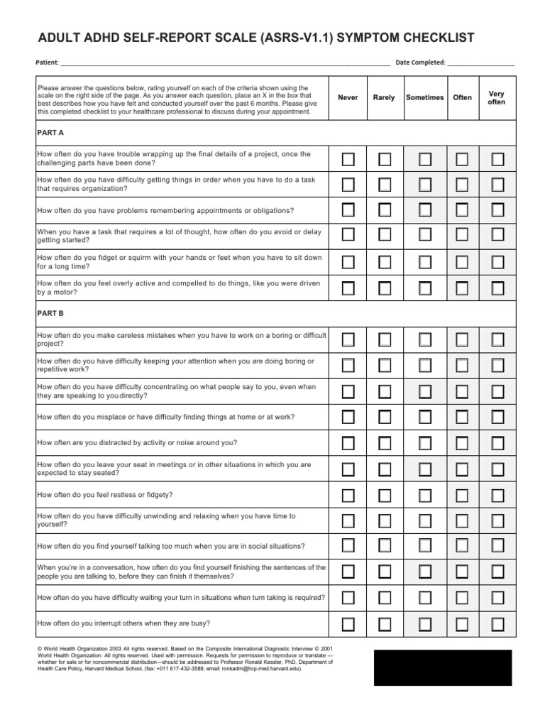 ADHD Adult Questionnaires Combined | PDF | Attention Deficit ...