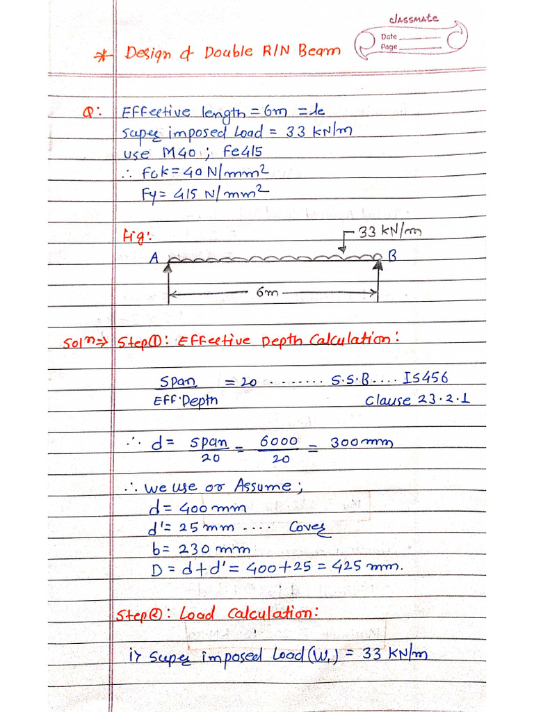 Design of Doubly Reinforced Concrete Beam | PDF