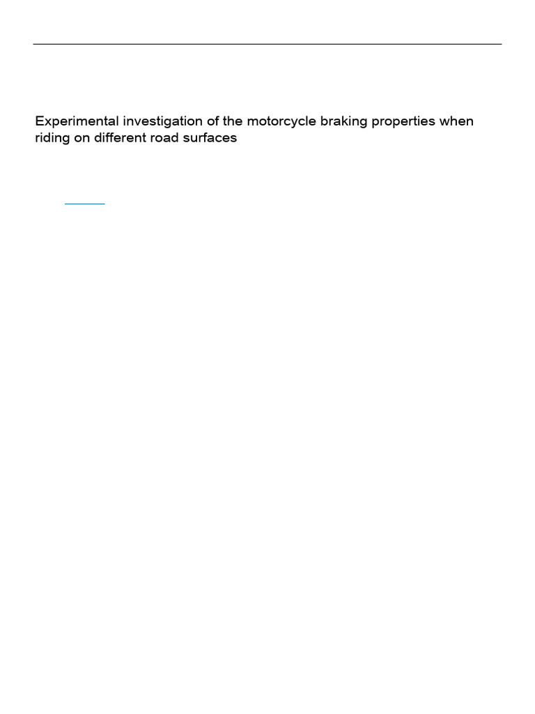 Experimental Investigation of The Motorcycle Braki | PDF