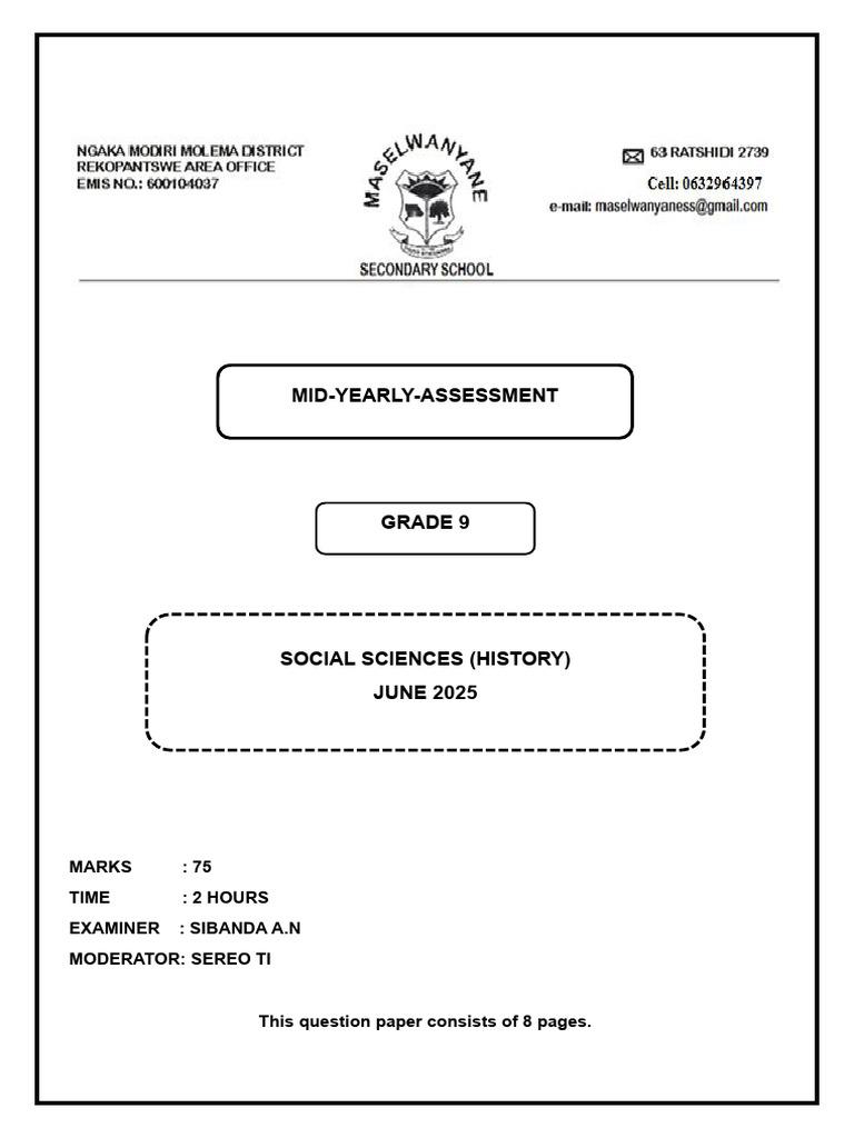 Grade 9 History QP June 25 | PDF | Cold War | Nazi Germany