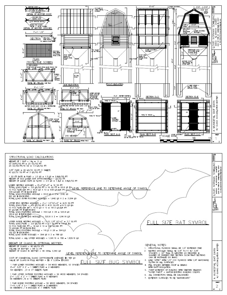 2017 Bat Barn Municipal Size Plans 8x8 With Notes | PDF