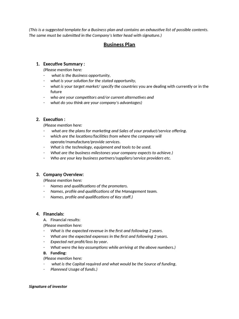 Business Plan Template - Latest | PDF