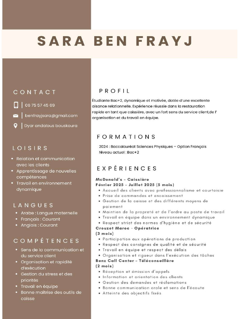 CV Sara Benfrayj | PDF