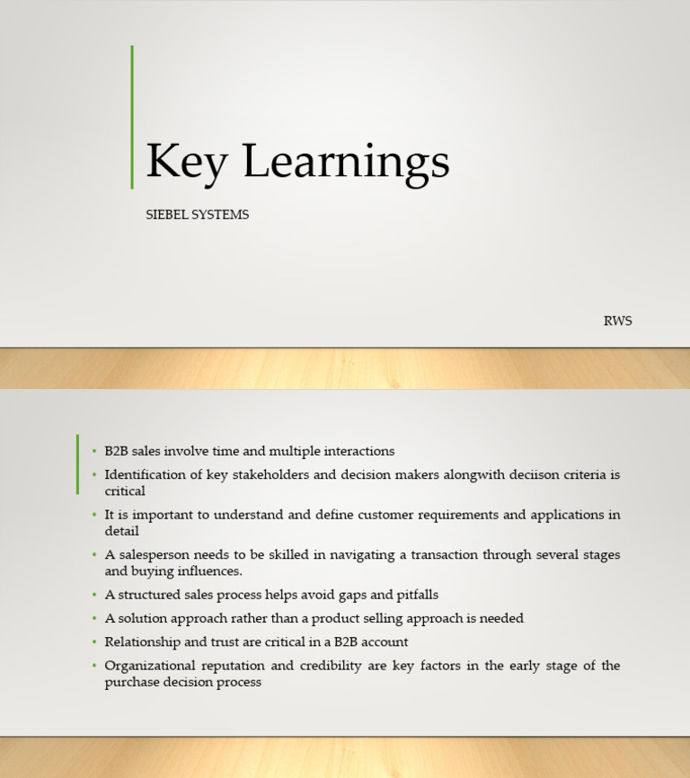 Key Learnings Seibel Systems | PDF