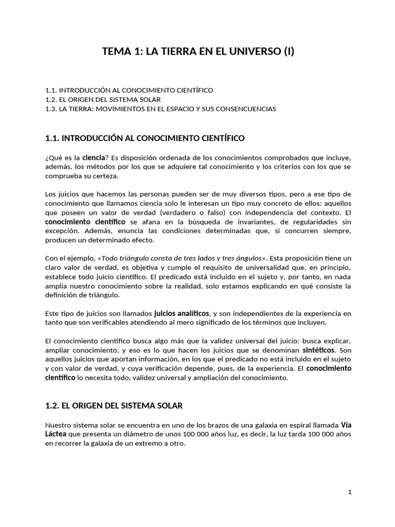 Tema 1. La Tierra en El Universo I | PDF | Luna | Sistema solar