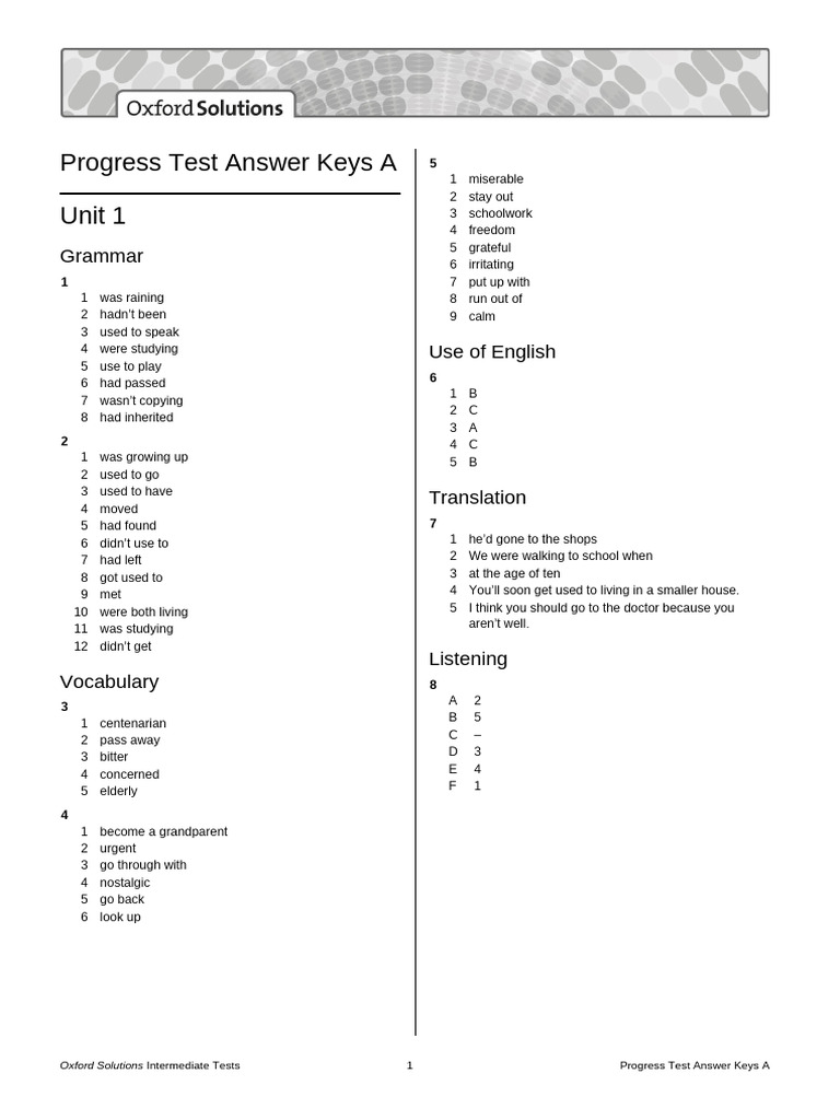 Oxford Solutions Intermediate Oxford Solutions Intermediate Progress ...