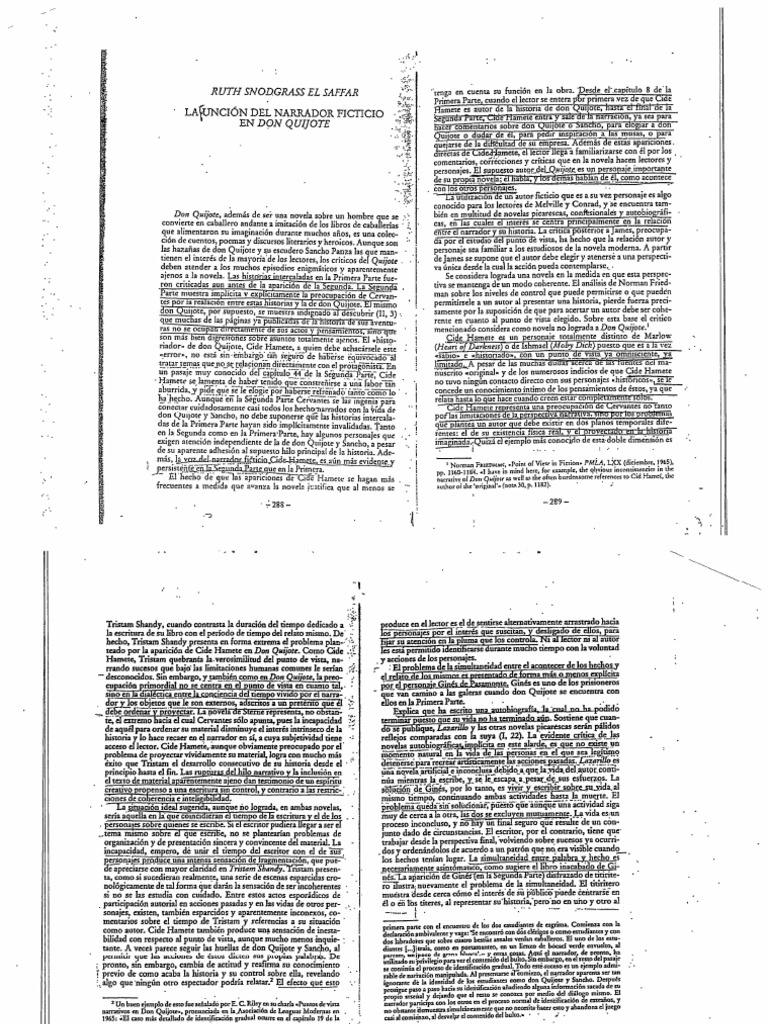 El Saffar - La Función Del Narrador Ficticio en Don Quijote | PDF