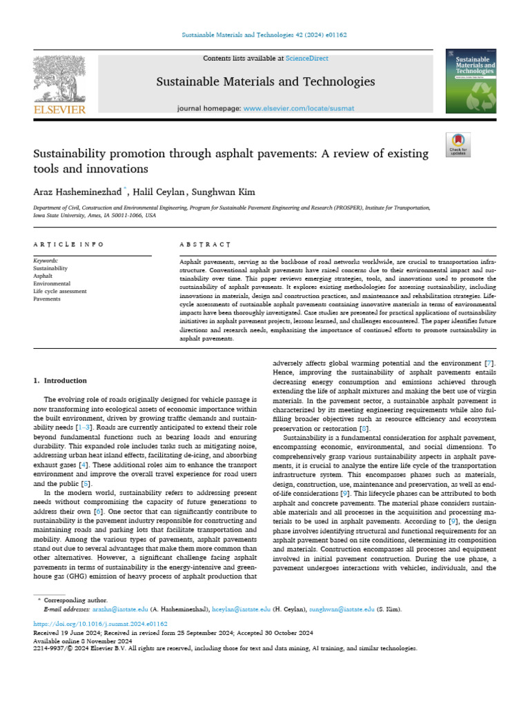 Sustainability Promotion Through Asphalt Pavements - A Review of ...
