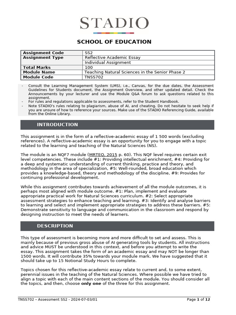 STADIO Assignment Template TNSS702-SS2 Final 415456408 | PDF | Turnitin ...