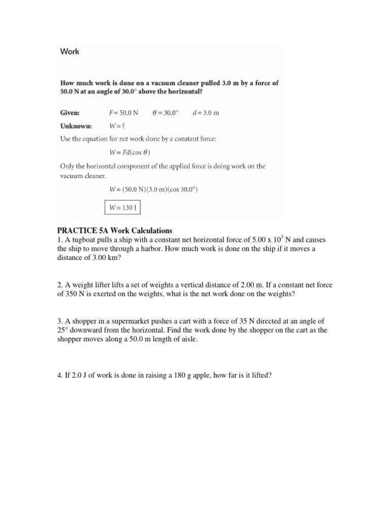 Work Practice Problems | PDF