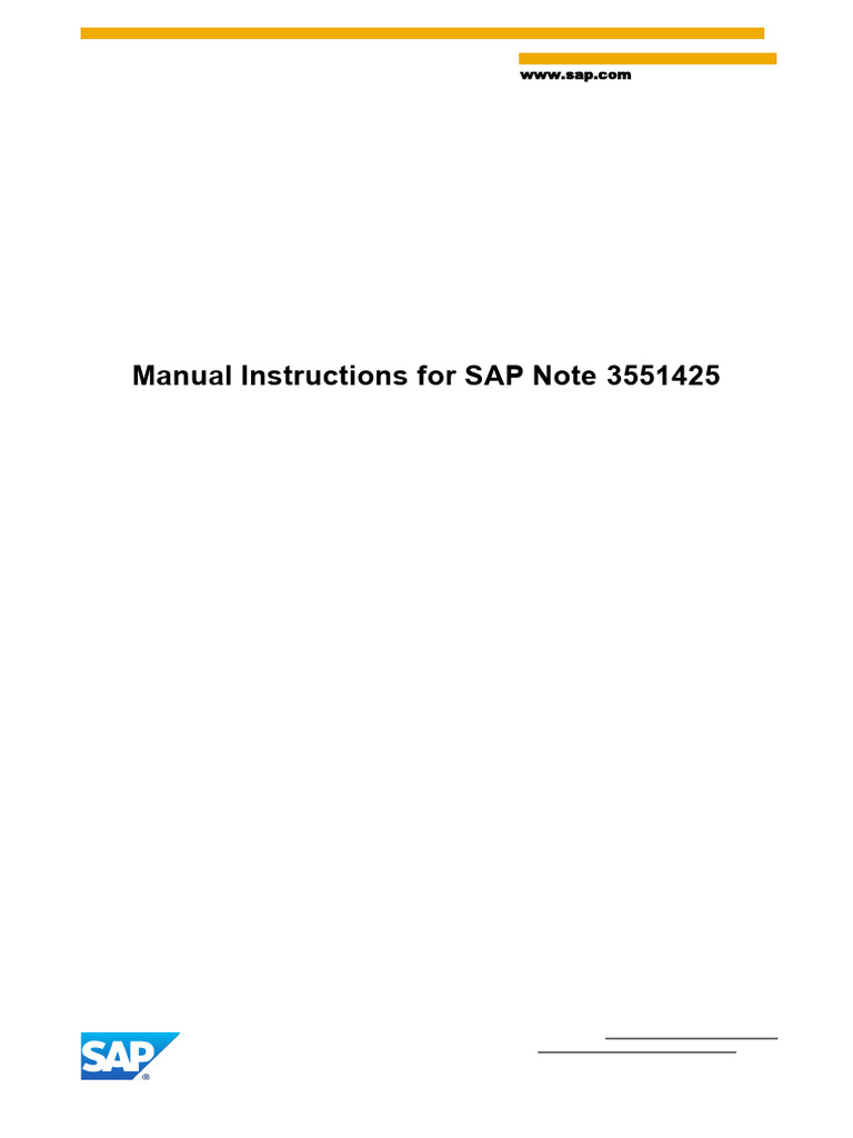 Manual Instructions For SAP Note 3551425 | PDF