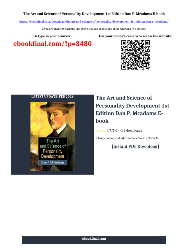 The Art and Science of Personality Development 1st Edition Dan P ...