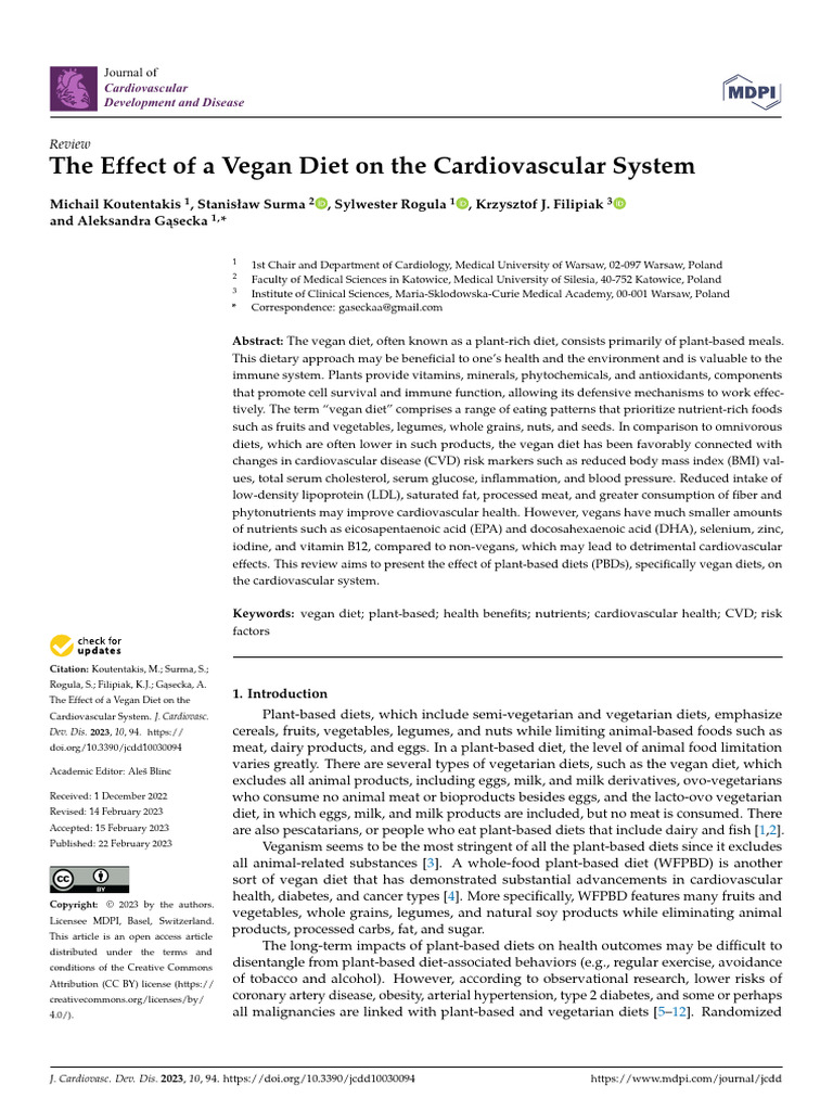 Koutentakis 2023. The Effect of A Vegan Diet On The Cardiovascular ...