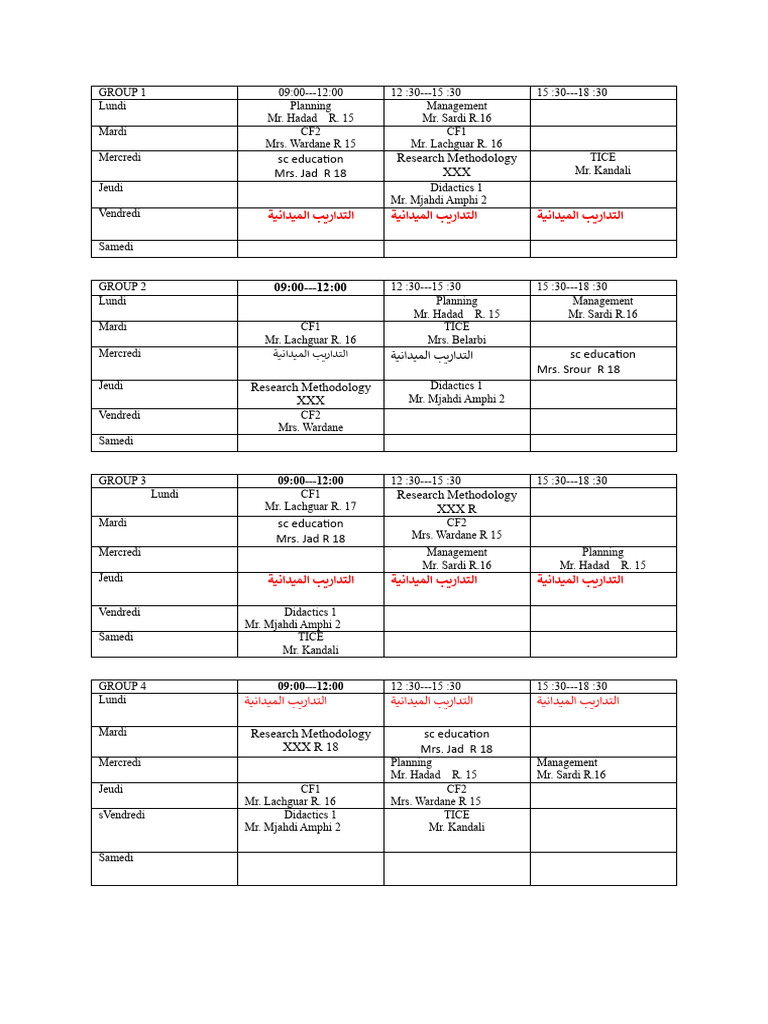 Time Table 2024 Mod 3 = Tice | PDF